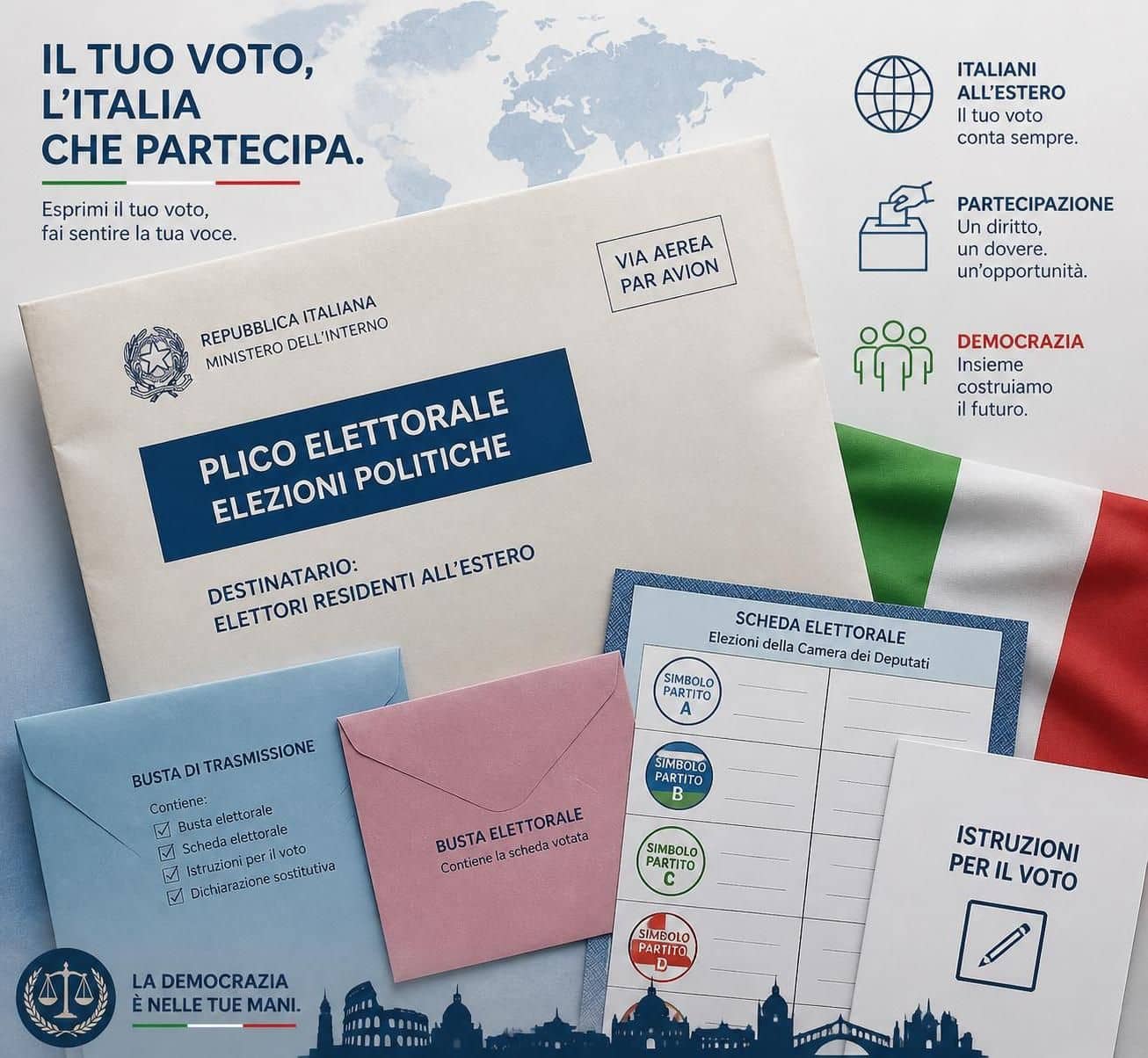 scopri come funziona il voto per corrispondenza per gli italiani all'estero, con guida passo passo sui requisiti, procedure e scadenze per partecipare alle elezioni dal proprio paese di residenza.