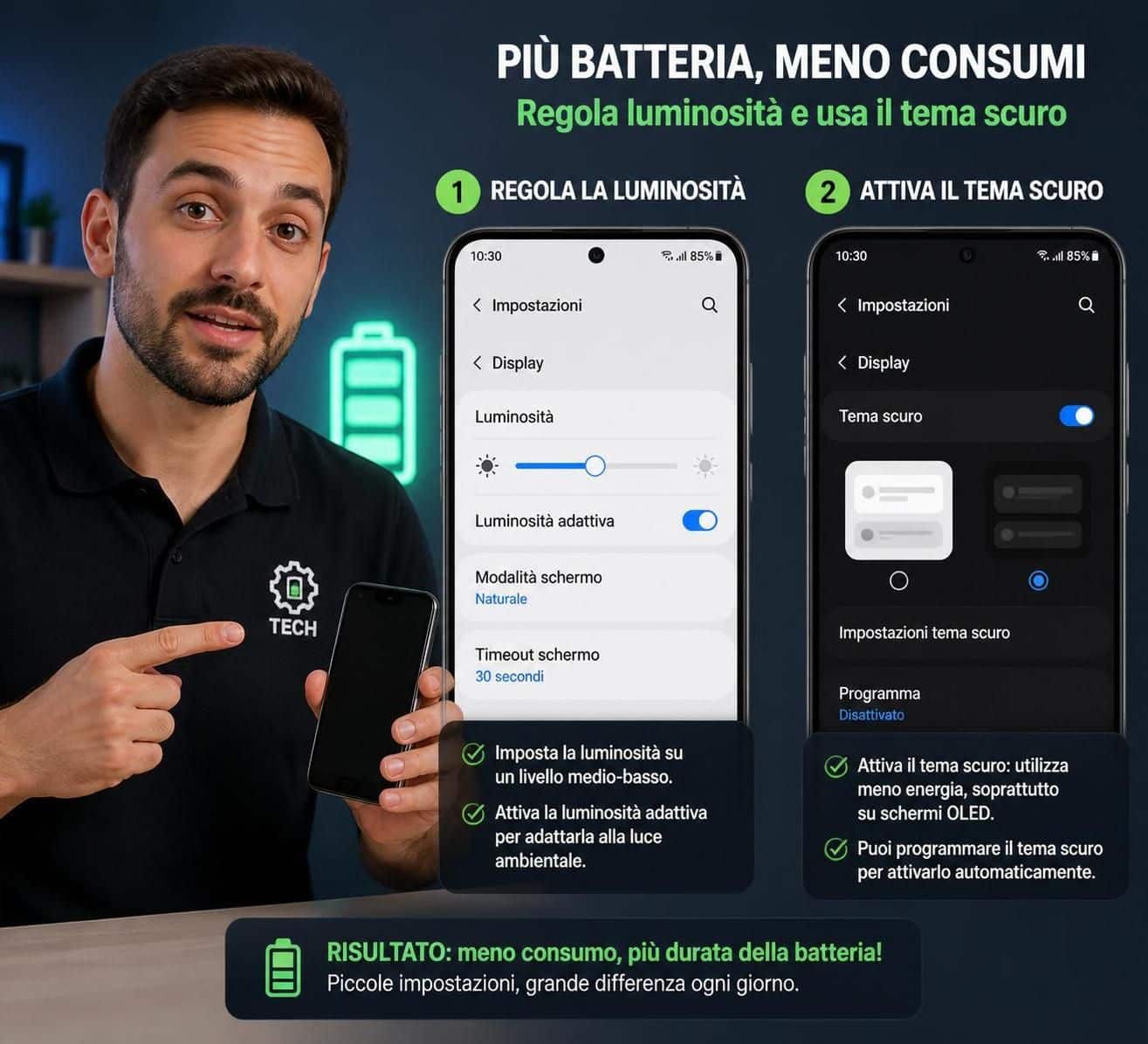 scopri quali impostazioni modificare per prolungare la durata della batteria del tuo dispositivo e ottimizzare le prestazioni energetiche.