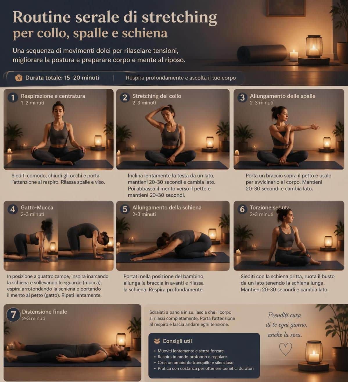 scopri i migliori esercizi di stretching da fare prima di dormire per rilassare il corpo e favorire un sonno profondo e rigenerante.