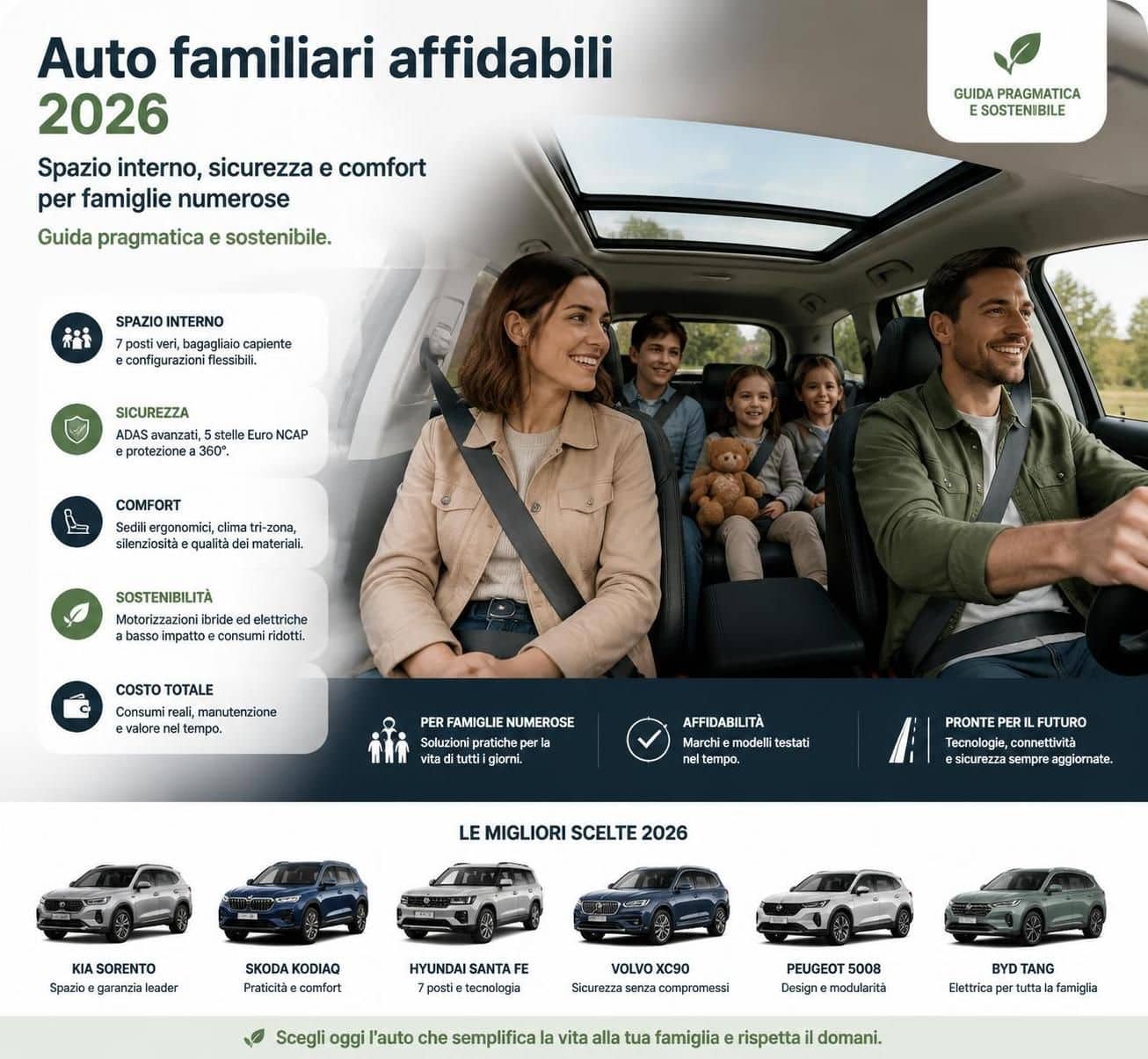 scopri quali sono le auto più affidabili e spaziose ideali per le famiglie numerose. guida all'acquisto delle migliori vetture pratiche e sicure per tutti i componenti della famiglia.