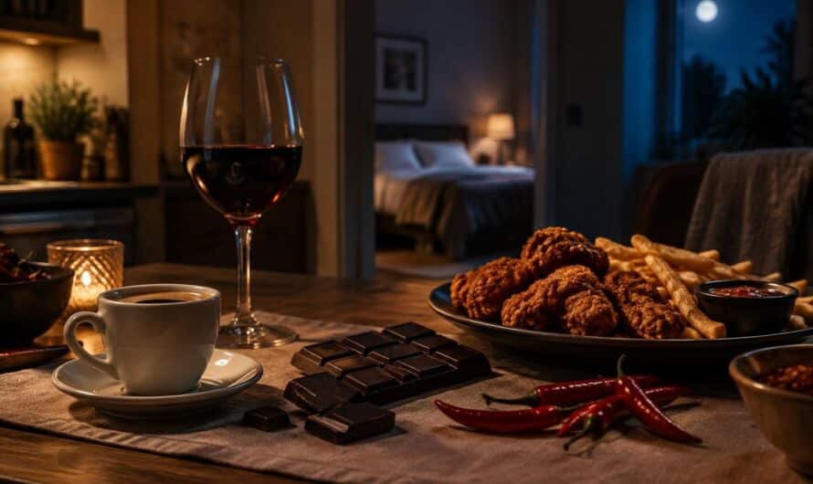 scopri quali cibi evitare la sera per favorire il sonno, ridurre i risvegli notturni e svegliarti più riposato.